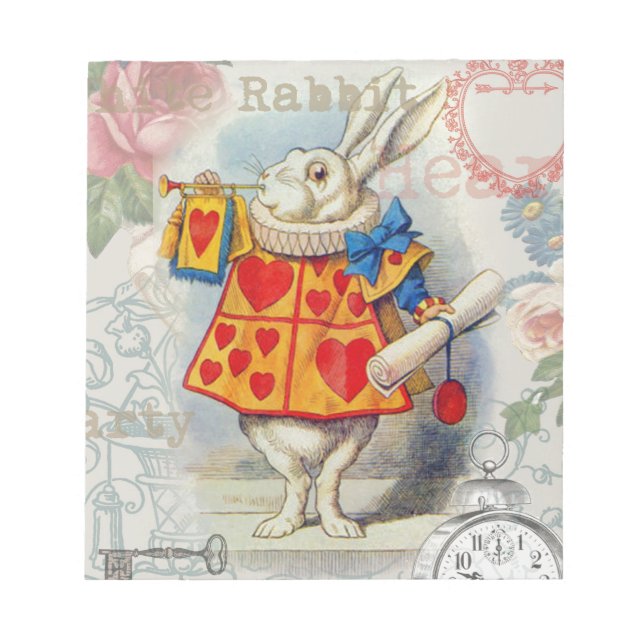White Rabbit Hearts Alice Classic Notepad (Front)