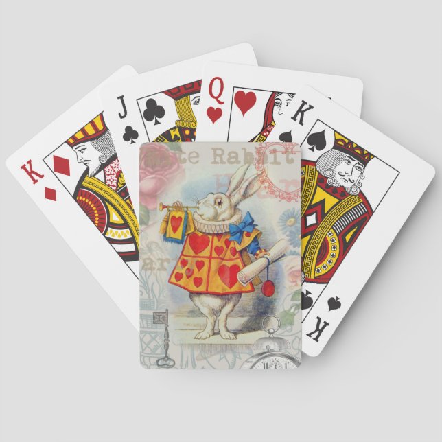 White Rabbit Hearts Alice Classic Playing Cards (Back)
