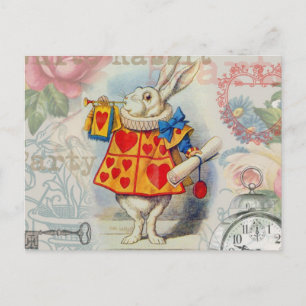 White Rabbit Hearts Alice Classic Postcard