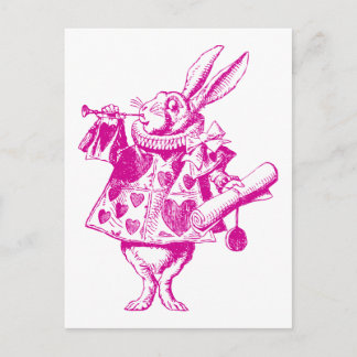 White Rabbit Herald Inked Pink Postcard
