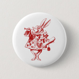 White Rabbit Herald Inked Red 6 Cm Round Badge