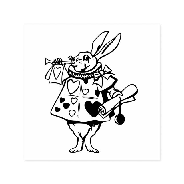 White Rabbit Herald Trumpeter Alice in Wonderland Self-inking Stamp (Design)