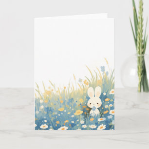 White Rabbit Hiding in Meadow Card