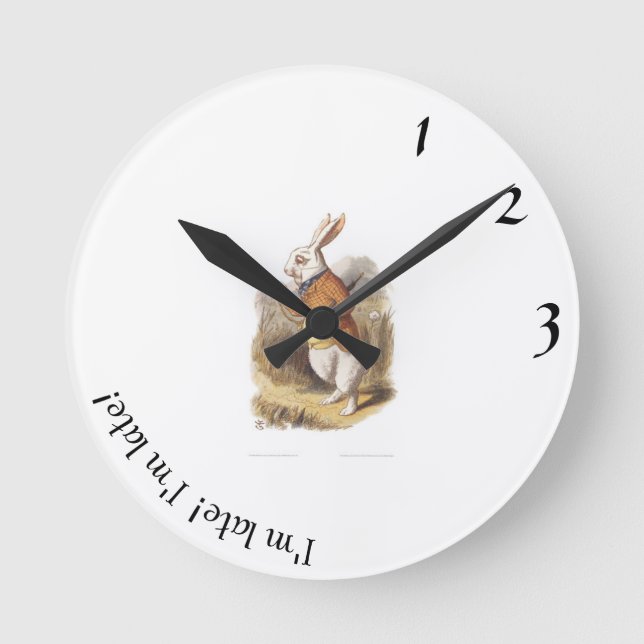 White Rabbit I'm Late! Clock (Front)