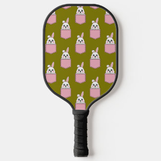 White Rabbit in Pink Pocket Pattern  Pickleball Paddle