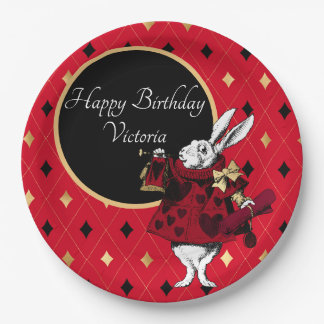 White Rabbit in Red Birthday Paper Plate