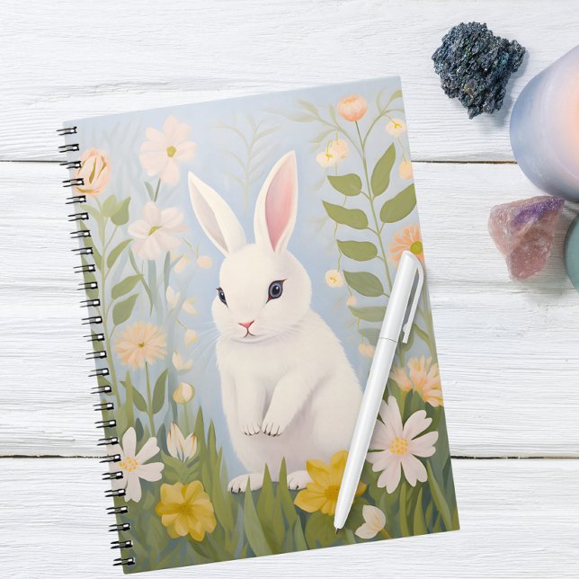White Rabbit in Spring Flowers Notebook (Creator Uploaded)
