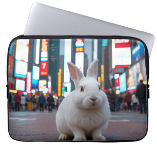 White Rabbit in Times Square Laptop Sleeve