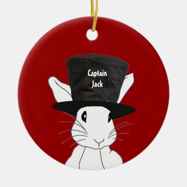 White Rabbit  in Top Hat Ornament (Front)