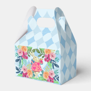 White Rabbit in Wonderland blue argyle Favour Box