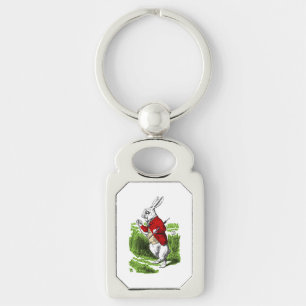 White Rabbit looking at watch. Illustration Key Ring