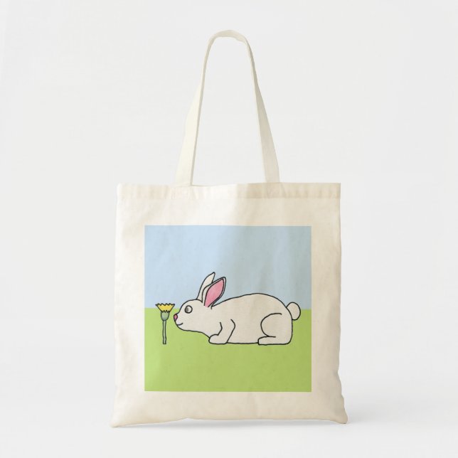 White Rabbit. On a Lawn. Tote Bag (Front)