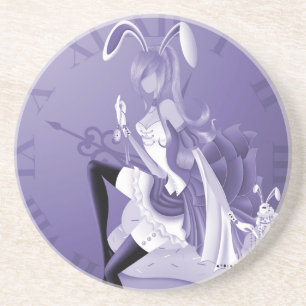 White Rabbit on cupcake Coaster