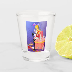 White Rabbit on Cupcake  Shot Glass