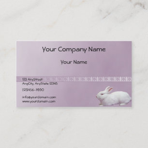 White Rabbit on Lilac Background Business Card