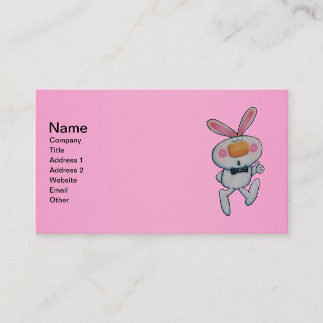 White Rabbit Orange Nose Bow Tie Thumbs Up Sign Business Card (Front)