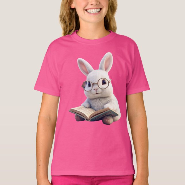 White Rabbit Reading a Book Kids' Basic T-Shirt (Front)