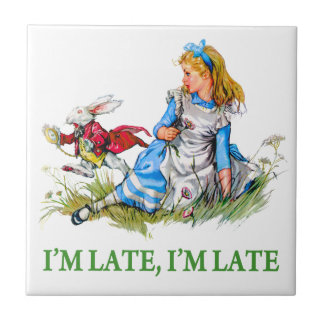 White Rabbit Rushes by Alice, "i'm Late, I'm Late" Tile