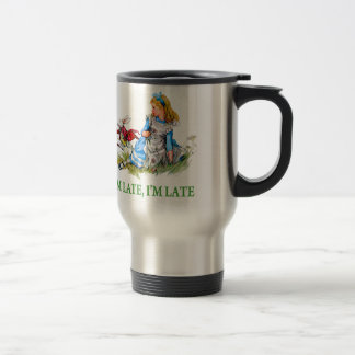 White Rabbit Rushes by Alice, "i'm Late, I'm Late" Travel Mug