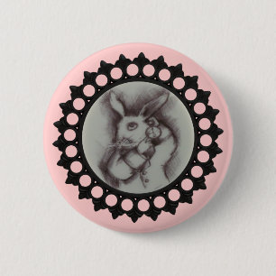 White Rabbit Sketch 6 Cm Round Badge