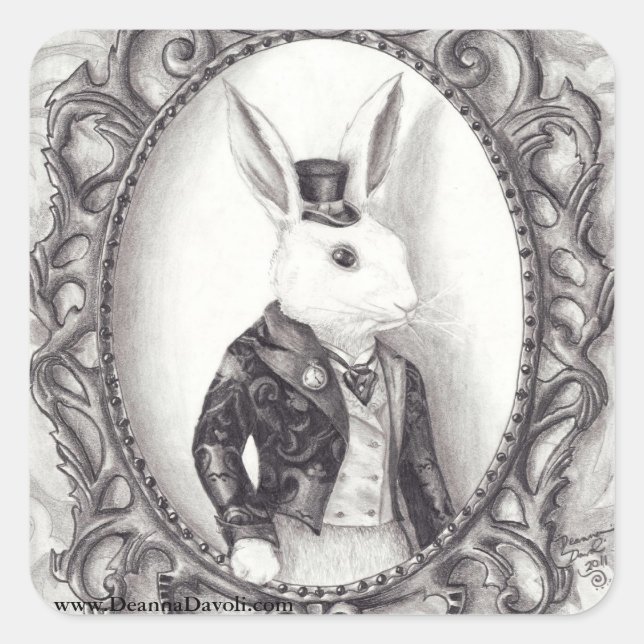 White Rabbit Sticker Alice in wonderland Sticker (Front)
