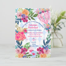 White Rabbit Story Tale Unmerry Birthday Party Inv