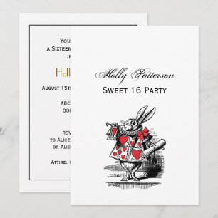 White Rabbit Trumpeter Alice Adv in Wonderland Invitation