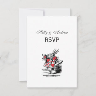 White Rabbit Trumpeter Alice Adv in Wonderland RSVP Card
