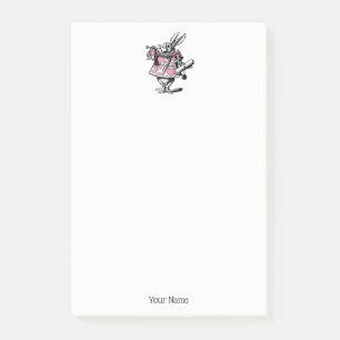 White Rabbit Trumpeter Alice Adv Wonderland Pink Post-it Notes