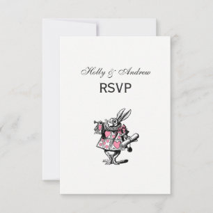 White Rabbit Trumpeter Alice Adv Wonderland Pink RSVP Card