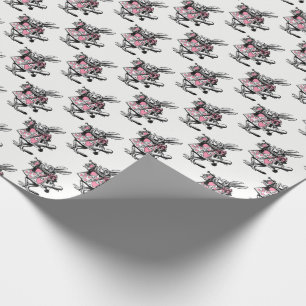White Rabbit Trumpeter Alice Adv Wonderland Pink Wrapping Paper