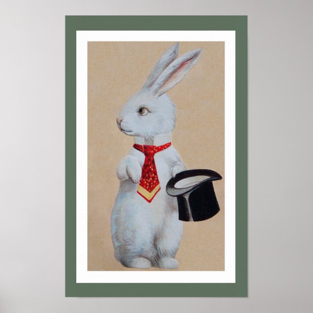 White Rabbit with Tophat Poster (Front)