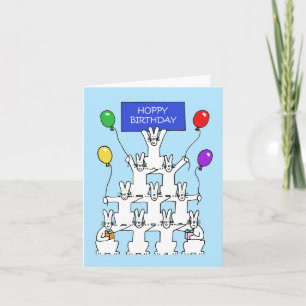 White Rabbits Hoppy Birthday Card