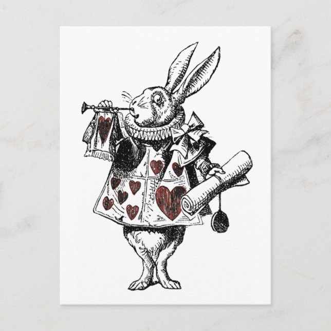 White Rabbits of Hearts - Alice in Wonderland Postcard (Front)