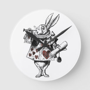 White Rabbits of Hearts - Alice in Wonderland Round Clock