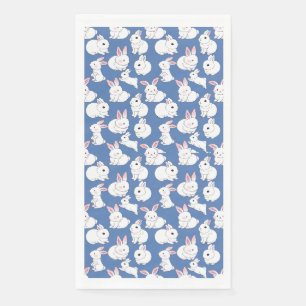 White rabbits pattern 01.bw LBlue BG Napkin