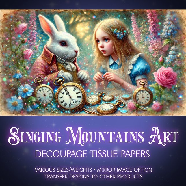 White Rabbit's Woodland Clock Sanctuary Decoupage Tissue Paper (Creator Uploaded)