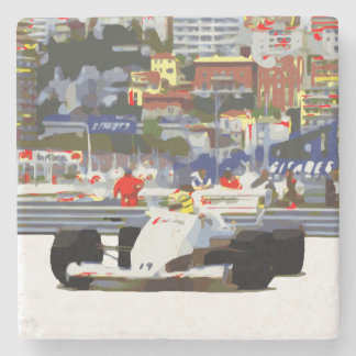 WHITE RACE CAR - City Circuit Stone Coaster