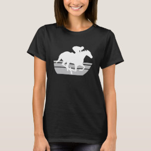 White Race Horse Silhouette Riding Jockey Gifts T-Shirt