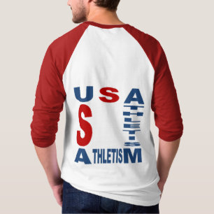 White raglan T-shirt male USA ATHLETISM