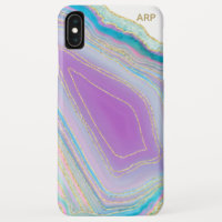 *~* White Rainbow Agate Gold Glitter Pastel