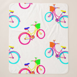 white rainbow bikes colourful bicycles sherpa blanket
