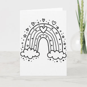 White Rainbow Love Hearts Card