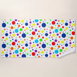 White Rainbow Spots Beach Towel