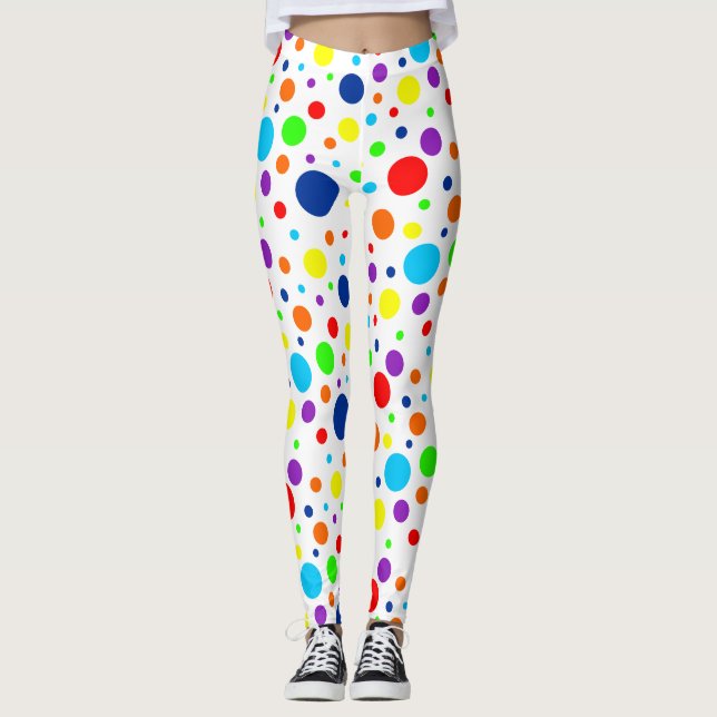 White Rainbow Spots Leggings (Front)