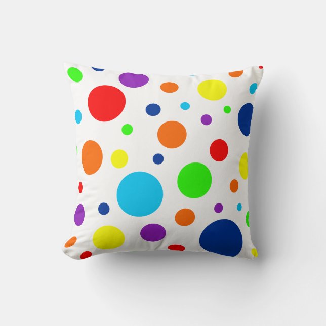 White Rainbow Spots Pillow (Front)