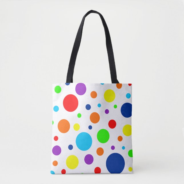 White Rainbow Spots Tote Bag (Front)