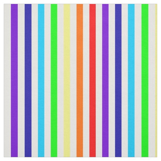 White Rainbow Stripes Fabric (Swatch)
