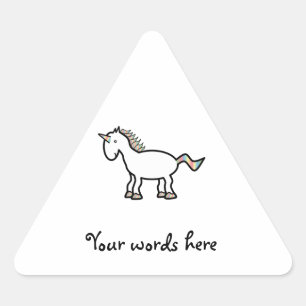 White rainbow unicorn triangle sticker