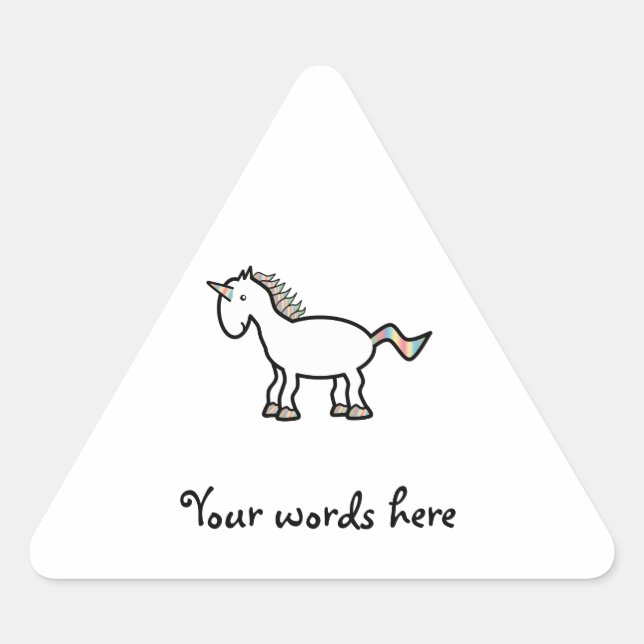 White rainbow unicorn triangle sticker (Front)